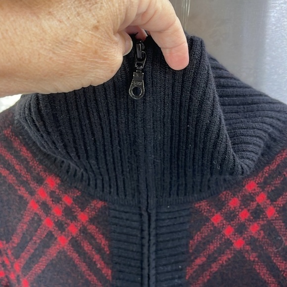 Pendleton Original Westerly Men’s size M Sweater full zip cowl neck, red & black - Picture 5 of 13